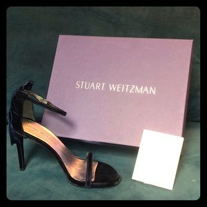 Stuart Weitzman My Bow Navy Velvet Heels